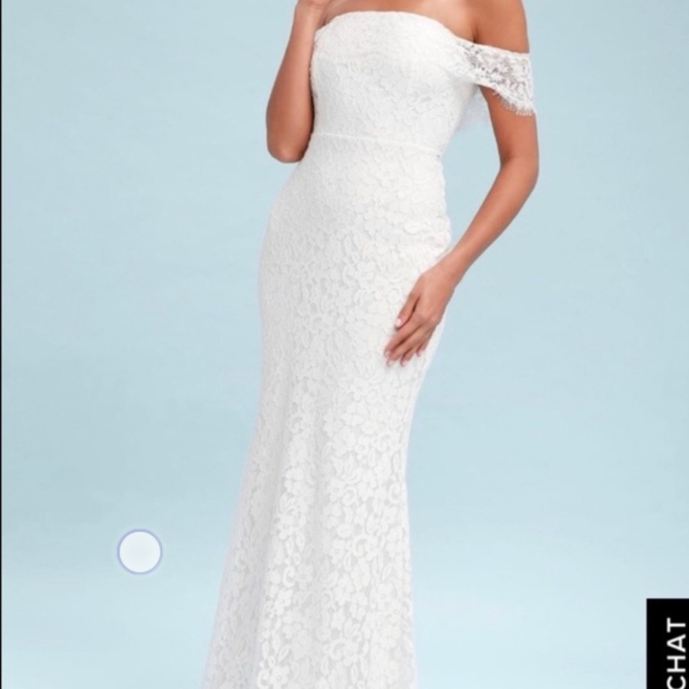 Lulu's white lace off shoulder long dress